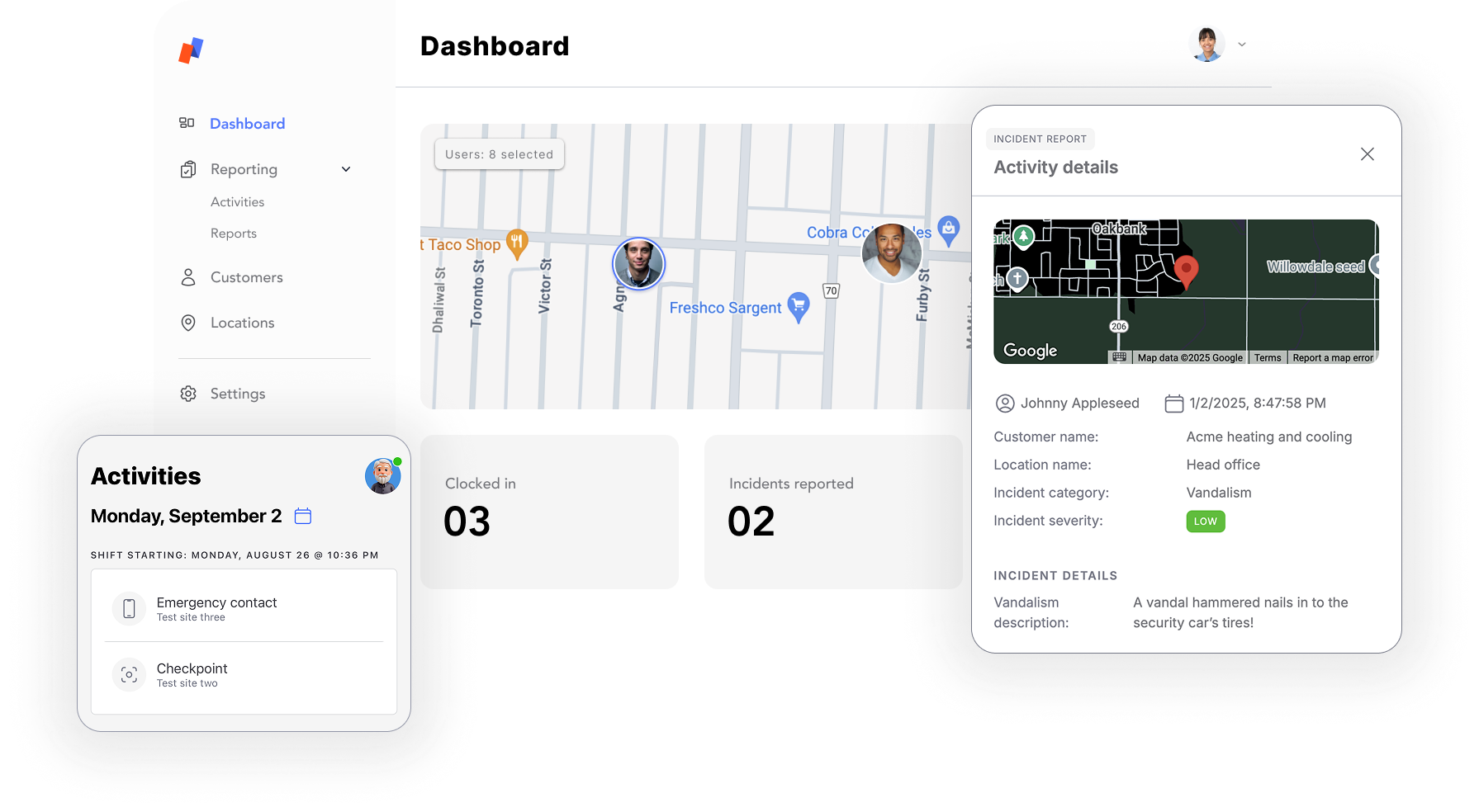 Opspot dashboard and mobile app for campus security teams