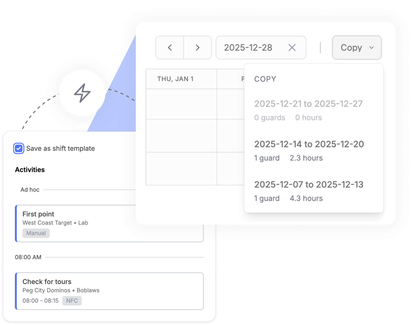 Schedule templates for shift management efficiency