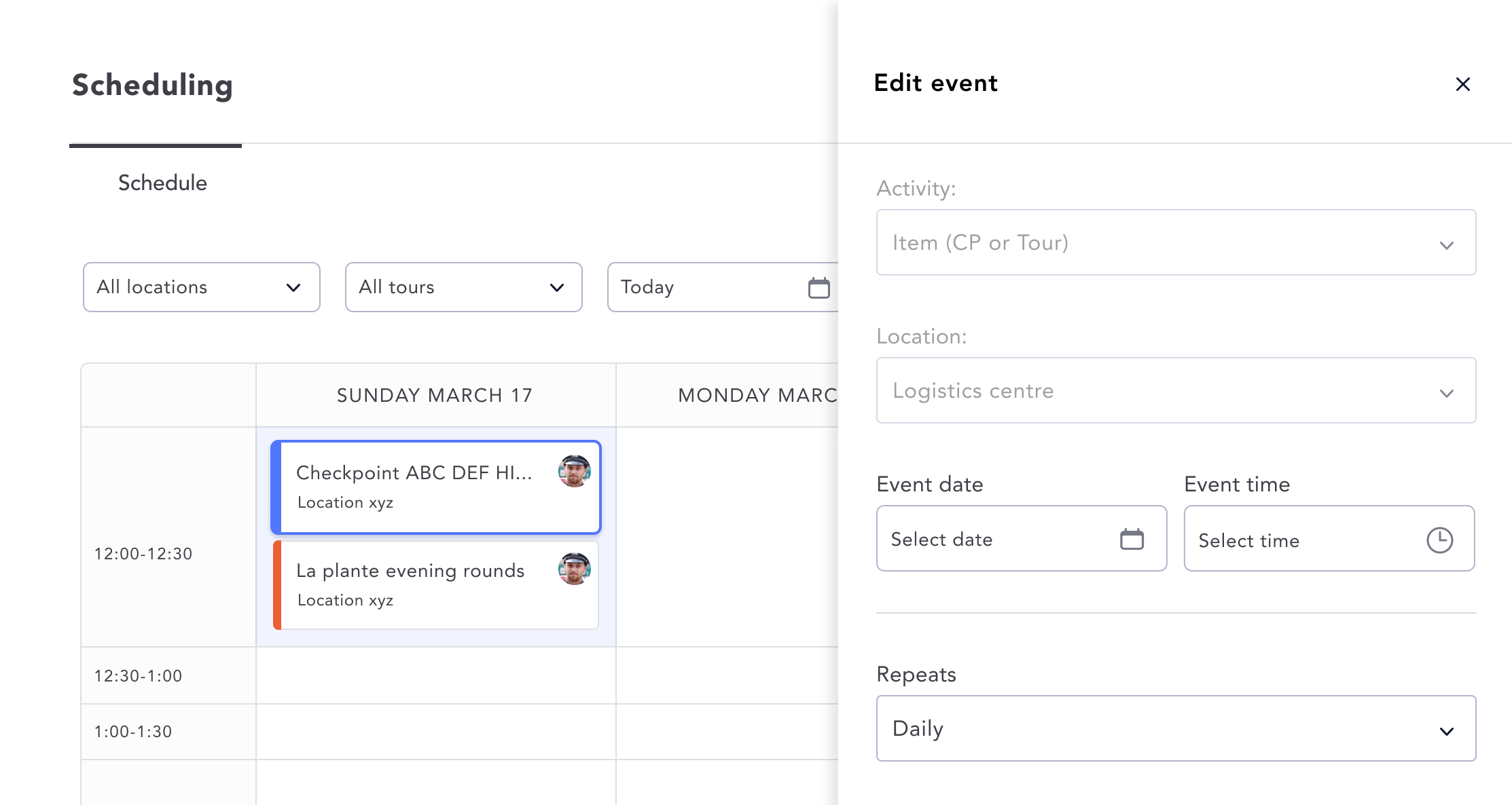 Schedule guards across every customer site